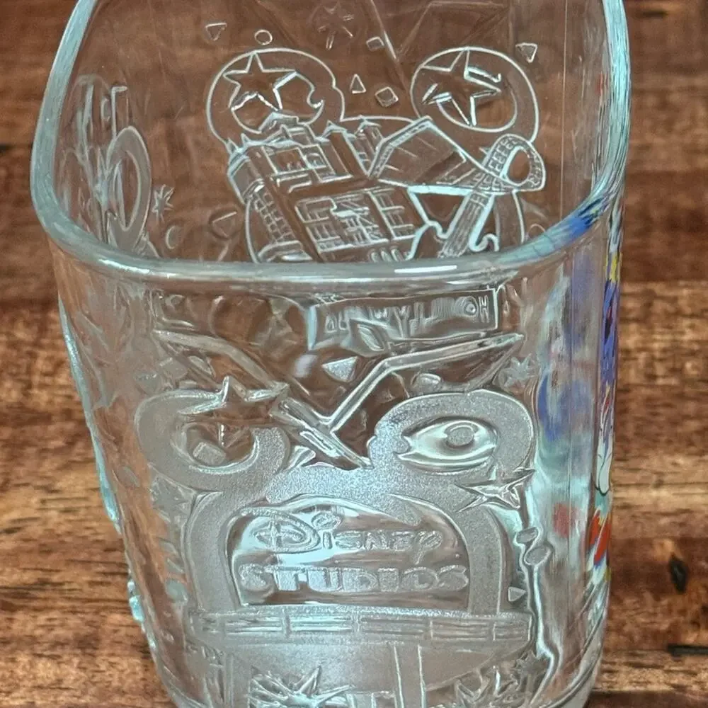 Disney Studios McDonalds 2000 Mickey Mouse Glass Tumbler Embossed Glass